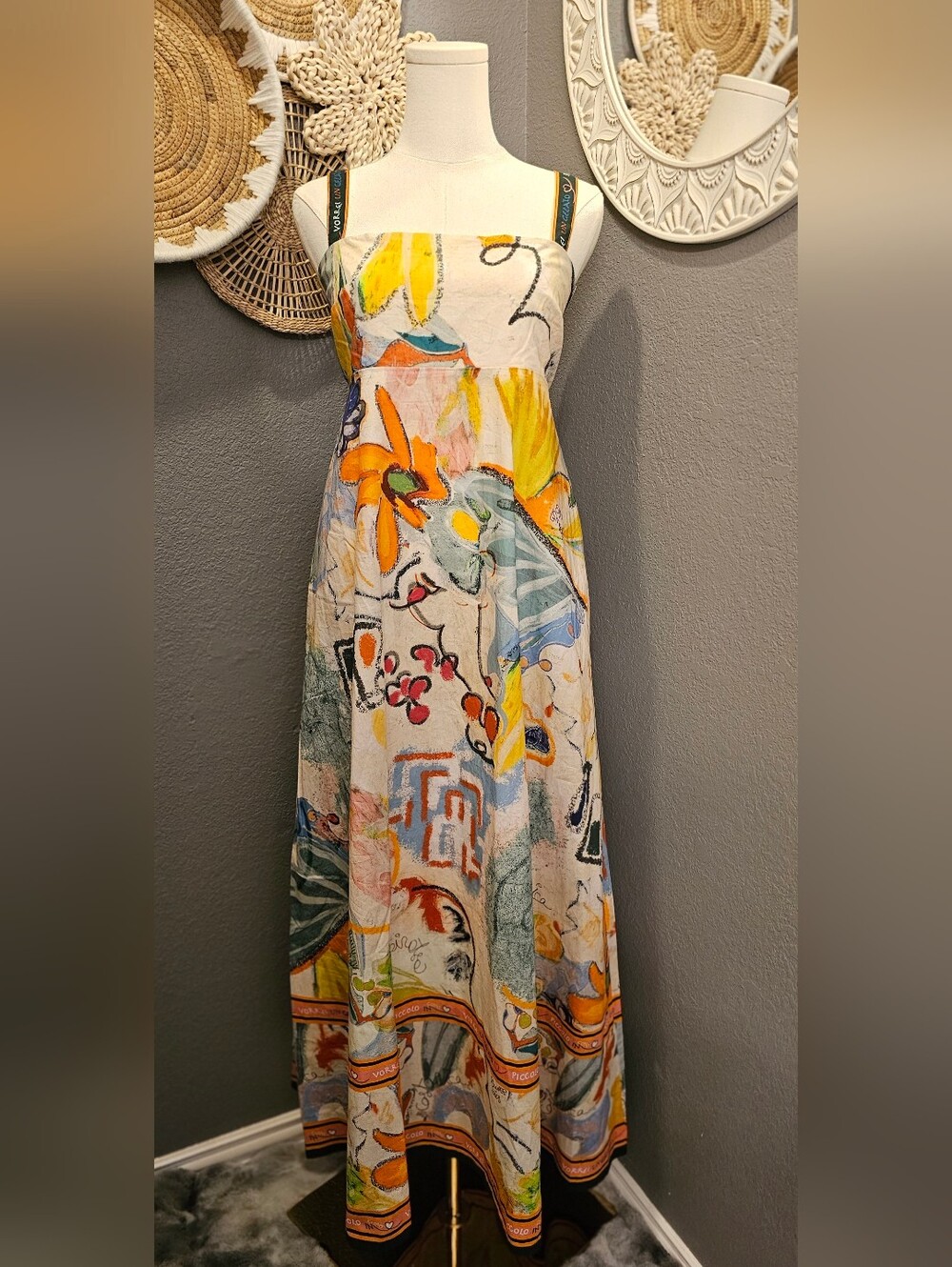 Caroline Constas "Gelato" Cotton Smocked Maxi Dress with Pockets Size-M